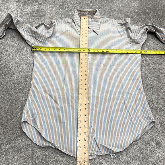Oleg Cassini For Boonshaft Vintage Dress Shirt Mens 16 33 Brown Blue Striped USA - Picture 10 of 14